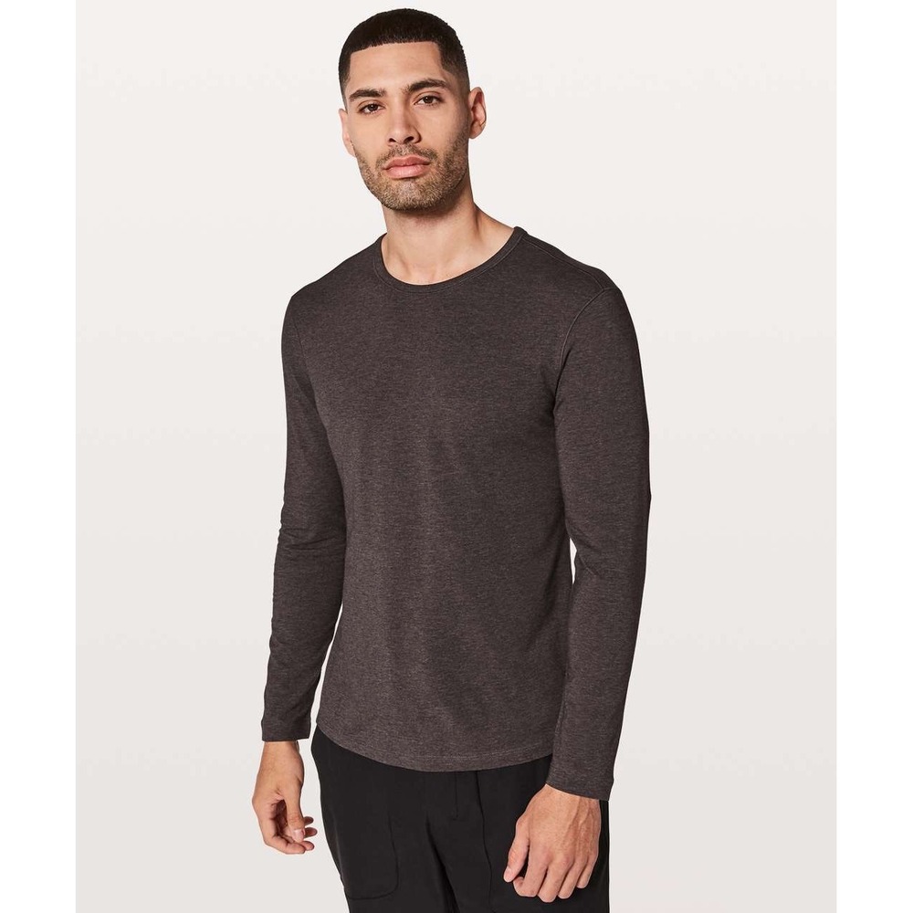 Lululemon Men's Long Sleeve‎ Performance Training Shirt Brown Heather Size Large